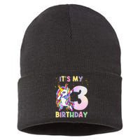 It's My 3rd Birthday Unicorn 3 Year Olds Outfit Sustainable Knit Beanie