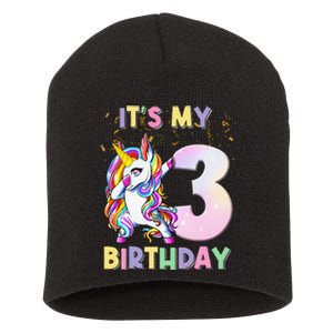 It's My 3rd Birthday Unicorn 3 Year Olds Outfit Short Acrylic Beanie