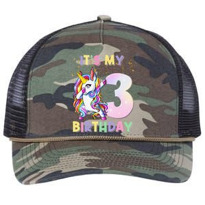 It's My 3rd Birthday Unicorn 3 Year Olds Outfit Retro Rope Trucker Hat Cap