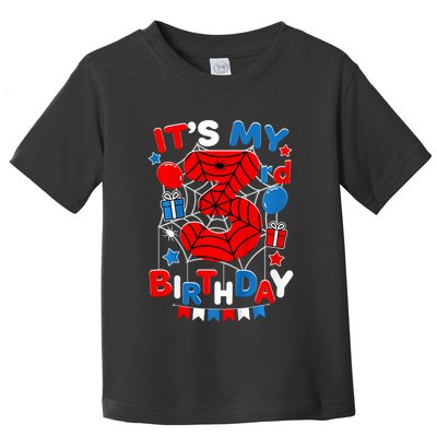 Its My 3rd Birthday Spider Theme Party 3 Year Old Toddler T-Shirt