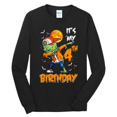 Its My 4th Birthday Dabbing Zombie Halloween Costume Tall Long Sleeve T-Shirt