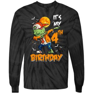 Its My 4th Birthday Dabbing Zombie Halloween Costume Tie-Dye Long Sleeve Shirt