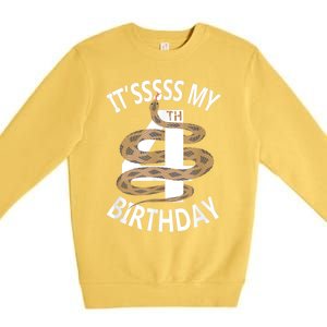 Its My 4th Birthday 4 Years Old Snake Boy And Girl Party Premium Crewneck Sweatshirt