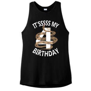 Its My 4th Birthday 4 Years Old Snake Boy And Girl Party Ladies PosiCharge Tri-Blend Wicking Tank