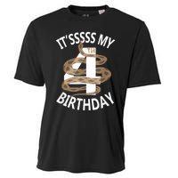 Its My 4th Birthday 4 Years Old Snake Boy And Girl Party Cooling Performance Crew T-Shirt