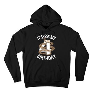 Its My 4th Birthday 4 Years Old Snake Boy And Girl Party Hoodie