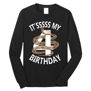 Its My 4th Birthday 4 Years Old Snake Boy And Girl Party Long Sleeve Shirt