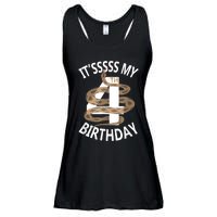 Its My 4th Birthday 4 Years Old Snake Boy And Girl Party Ladies Essential Flowy Tank