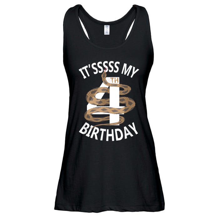 Its My 4th Birthday 4 Years Old Snake Boy And Girl Party Ladies Essential Flowy Tank