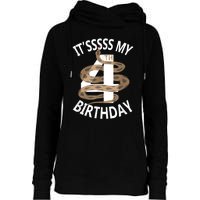 Its My 4th Birthday 4 Years Old Snake Boy And Girl Party Womens Funnel Neck Pullover Hood