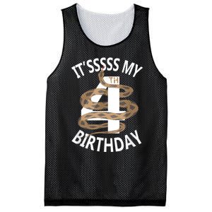 Its My 4th Birthday 4 Years Old Snake Boy And Girl Party Mesh Reversible Basketball Jersey Tank