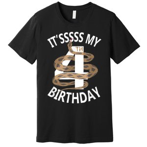 Its My 4th Birthday 4 Years Old Snake Boy And Girl Party Premium T-Shirt