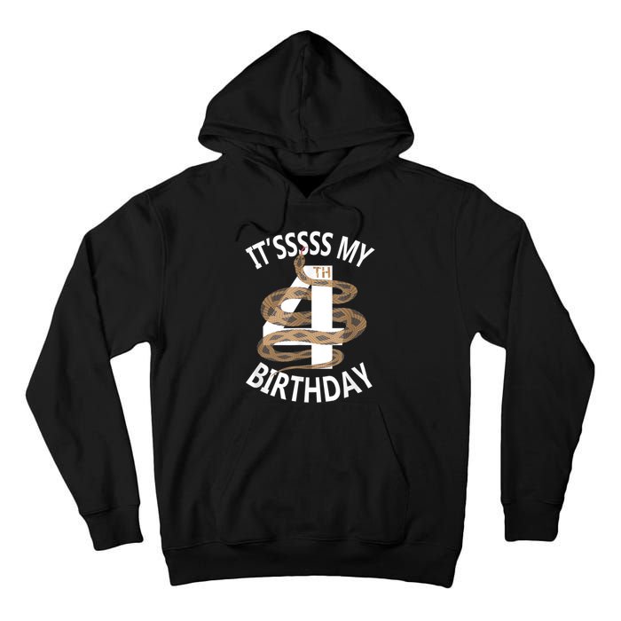 Its My 4th Birthday 4 Years Old Snake Boy And Girl Party Tall Hoodie