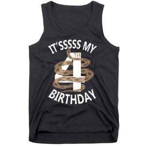 Its My 4th Birthday 4 Years Old Snake Boy And Girl Party Tank Top