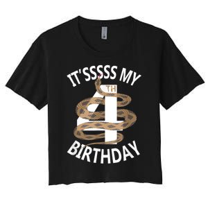 Its My 4th Birthday 4 Years Old Snake Boy And Girl Party Women's Crop Top Tee