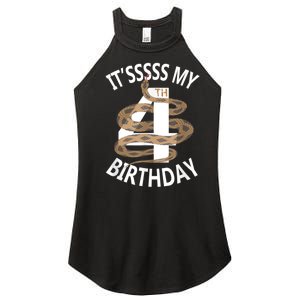 Its My 4th Birthday 4 Years Old Snake Boy And Girl Party Women's Perfect Tri Rocker Tank