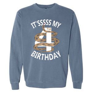 Its My 4th Birthday 4 Years Old Snake Boy And Girl Party Garment-Dyed Sweatshirt