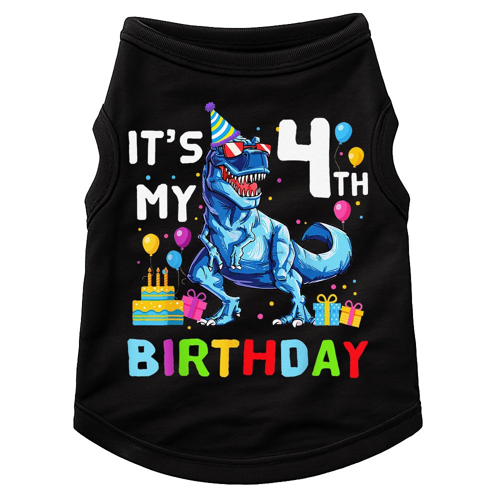 Its My 4th Birthday Happy 4 Year TRex Doggie Tank