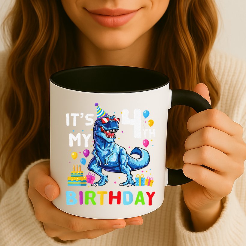 Its My 4th Birthday Happy 4 Year TRex Mug
