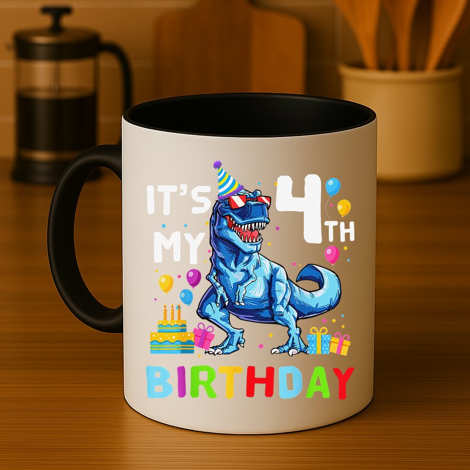 Its My 4th Birthday Happy 4 Year TRex Mug