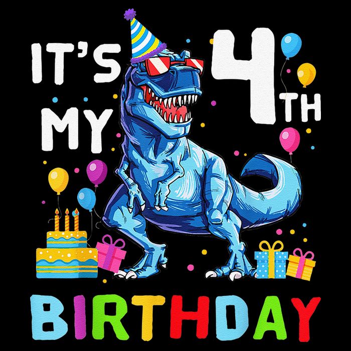 Its My 4th Birthday Happy 4 Year TRex Drawstring Bag
