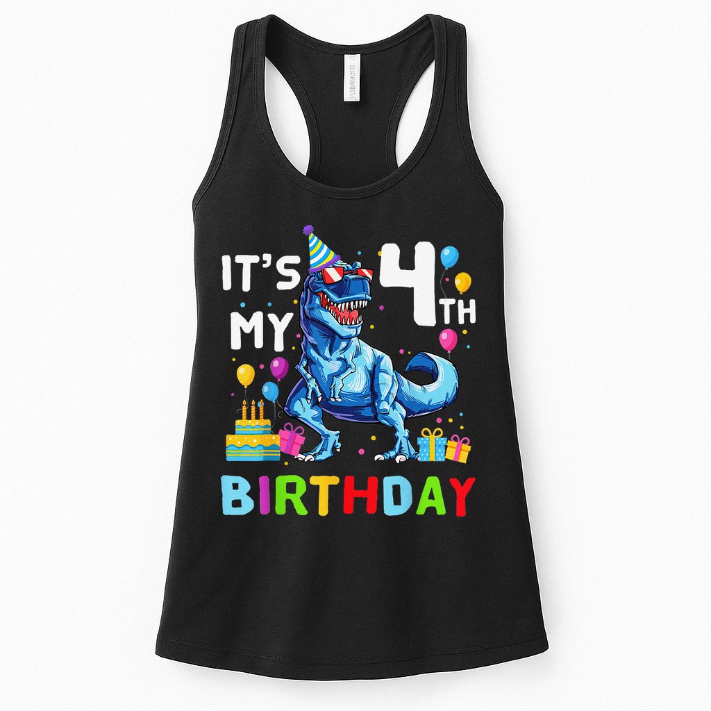Its My 4th Birthday Happy 4 Year TRex Womens Tank Top