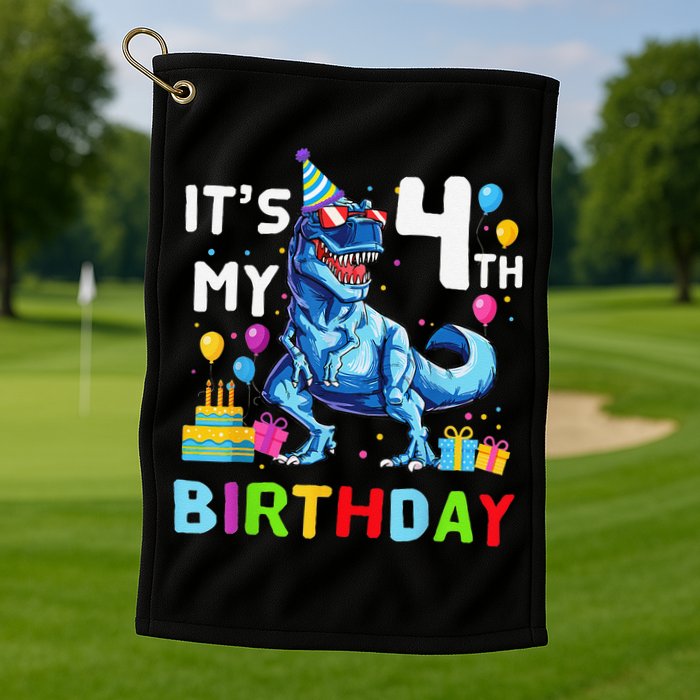 Its My 4th Birthday Happy 4 Year TRex Golf Towel