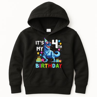 Its My 4th Birthday Happy 4 Year TRex Kids Hoodie