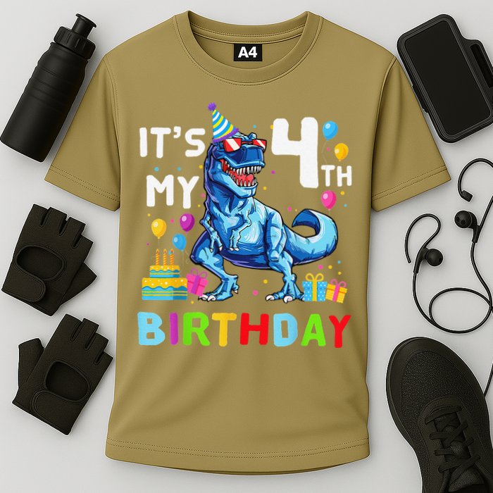 Its My 4th Birthday Happy 4 Year TRex Performance Shirt