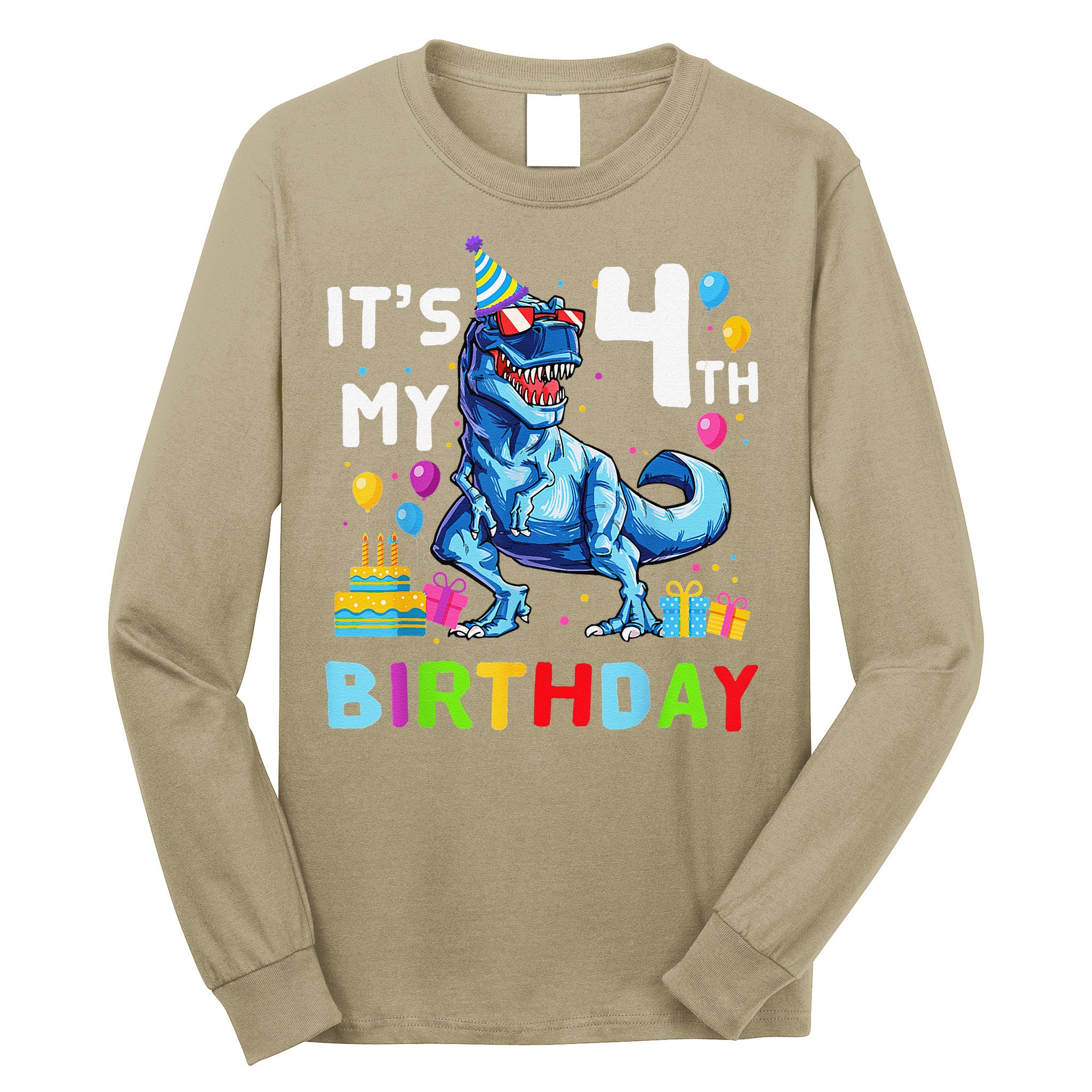Its My 4th Birthday Happy 4 Year TRex Long Sleeve Shirt