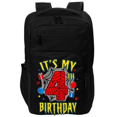 Its My 4th Birthday Spider Theme Party Turning 4yr Impact Tech Backpack