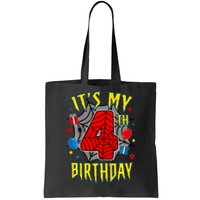 Its My 4th Birthday Spider Theme Party Turning 4yr Tote Bag