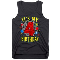 Its My 4th Birthday Spider Theme Party Turning 4yr Tank Top