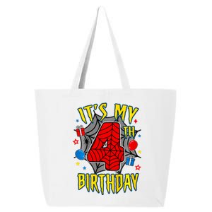 Its My 4th Birthday Spider Theme Party Turning 4yr 25L Jumbo Tote