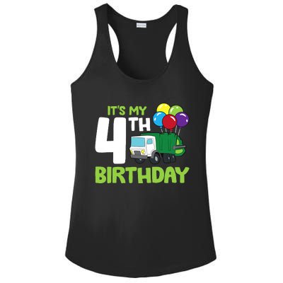 ItS My 4th Birthday Garbage Truck 4th Birthday Ladies PosiCharge Competitor Racerback Tank