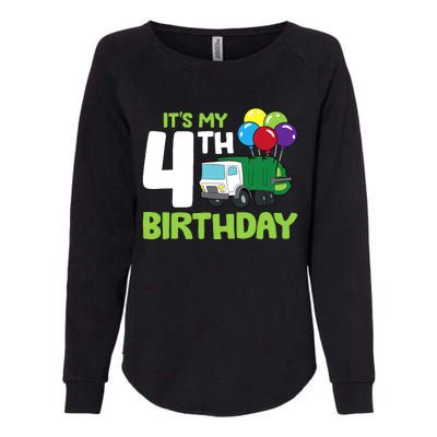 ItS My 4th Birthday Garbage Truck 4th Birthday Womens California Wash Sweatshirt