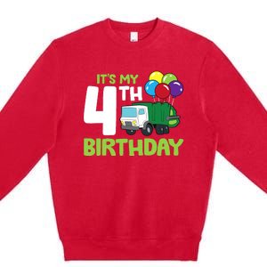 ItS My 4th Birthday Garbage Truck 4th Birthday Premium Crewneck Sweatshirt