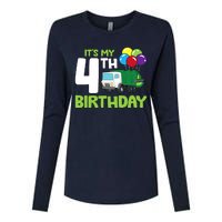 ItS My 4th Birthday Garbage Truck 4th Birthday Womens Cotton Relaxed Long Sleeve T-Shirt