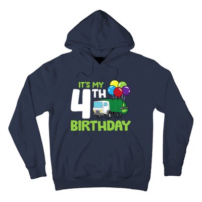 ItS My 4th Birthday Garbage Truck 4th Birthday Hoodie