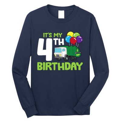 ItS My 4th Birthday Garbage Truck 4th Birthday Long Sleeve Shirt