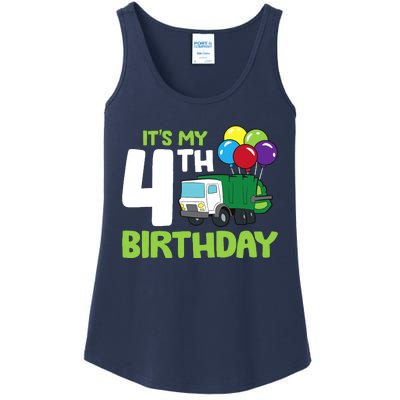 ItS My 4th Birthday Garbage Truck 4th Birthday Ladies Essential Tank