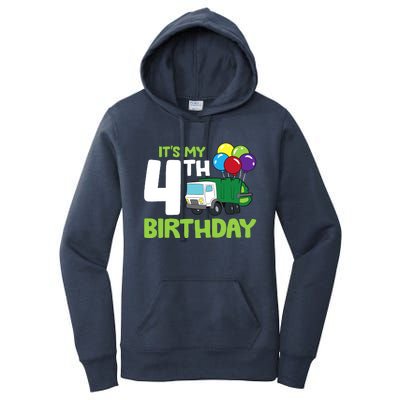 ItS My 4th Birthday Garbage Truck 4th Birthday Women's Pullover Hoodie