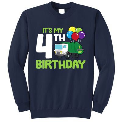 ItS My 4th Birthday Garbage Truck 4th Birthday Tall Sweatshirt