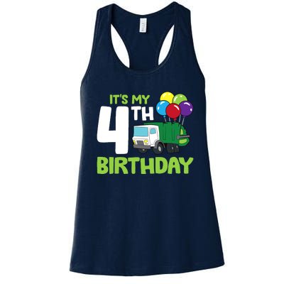 ItS My 4th Birthday Garbage Truck 4th Birthday Women's Racerback Tank