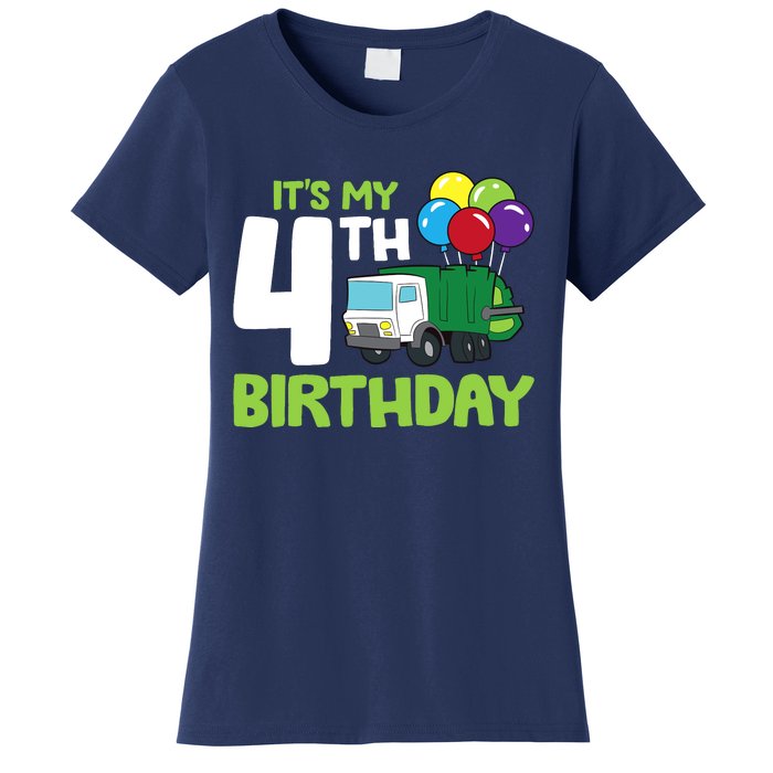 ItS My 4th Birthday Garbage Truck 4th Birthday Women's T-Shirt