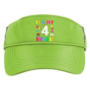 ItS My 4th Birthday 4 Four Happy Birthday Adult Drive Performance Visor