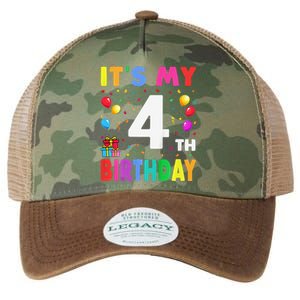 ItS My 4th Birthday 4 Four Happy Birthday Legacy Tie Dye Trucker Hat