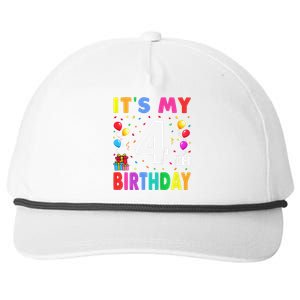 ItS My 4th Birthday 4 Four Happy Birthday Snapback Five-Panel Rope Hat