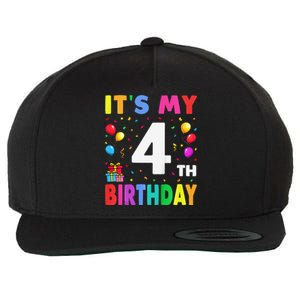 ItS My 4th Birthday 4 Four Happy Birthday Wool Snapback Cap