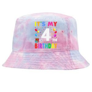 ItS My 4th Birthday 4 Four Happy Birthday Tie-Dyed Bucket Hat